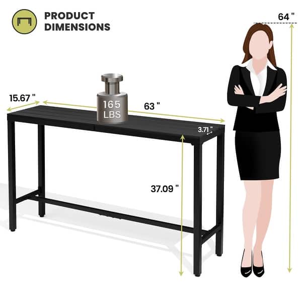 dimension image slide 1 of 14, Crestlive Products Patio Outdoor Rectangle Bar Table Combinable Pub Table