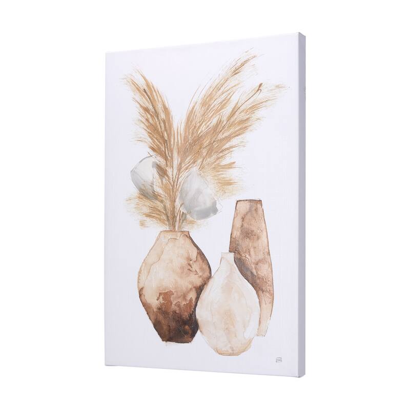 Vase Gray Lotus Pods (20 x 30 ) Canvas Art Print