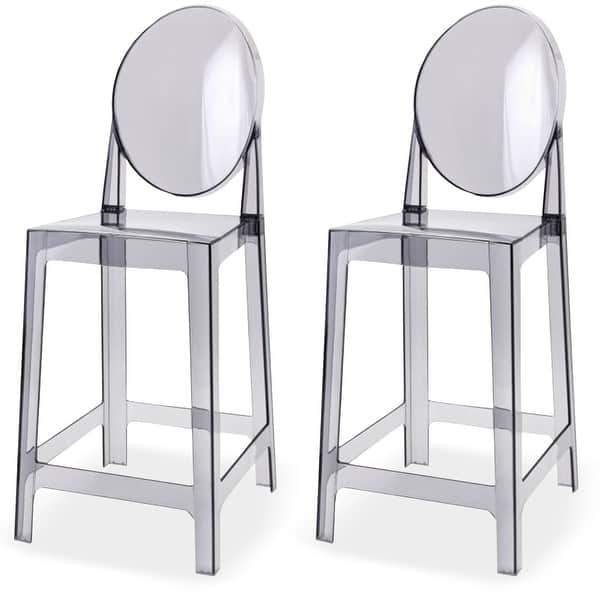 Shop Set Of 2 Modern 25 Seat Counter Height Stool With Oval Backs Plastic Molded High Chairs For Dining Patio Kitchen Crystal Garden On Sale Overstock 18272463