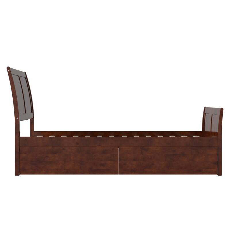 AFI Portland Solid Wood Platform Bed with Matching Footboard and Storage Drawers