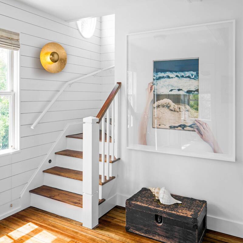 Gold Iron LED Wall Sconce with Interior Gold Leaf Finish Dimmable