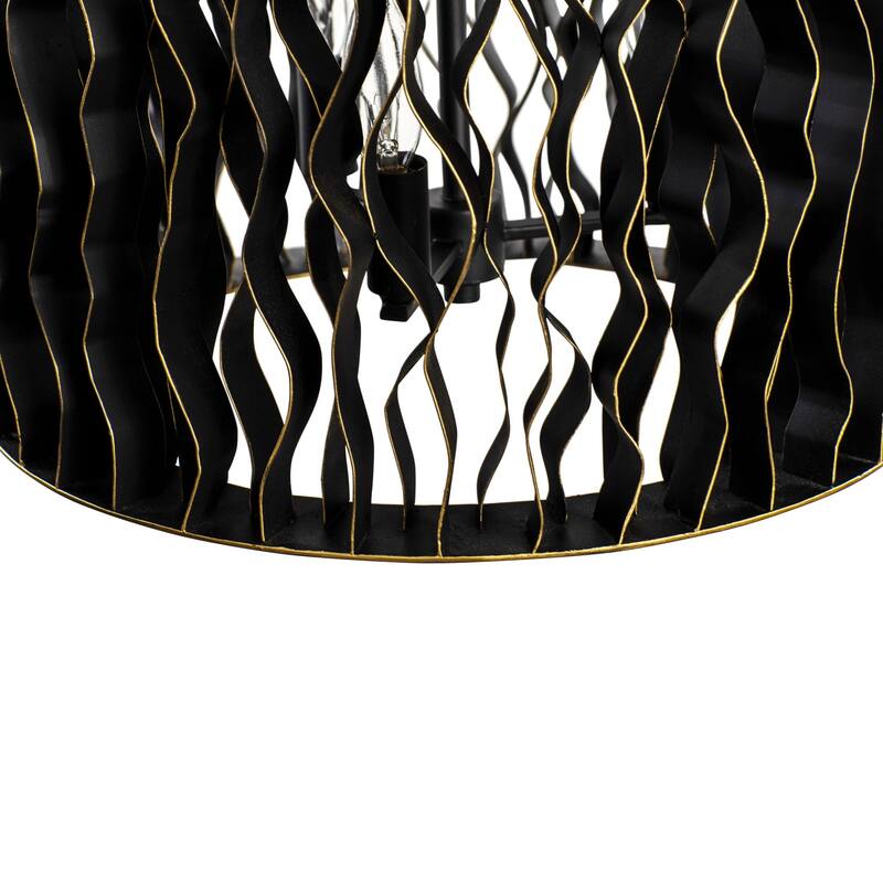 Estela 6-Light Foyer Pendant - Matte Black/French Gold