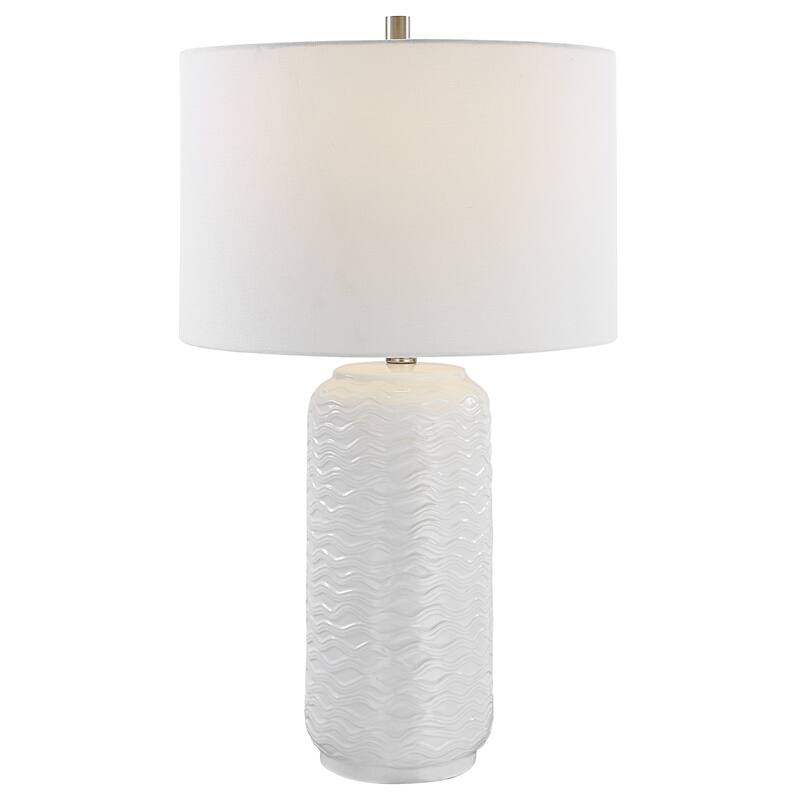 Ceramic 1-light Table Lamp - White Ceramic/Brushed Nickel