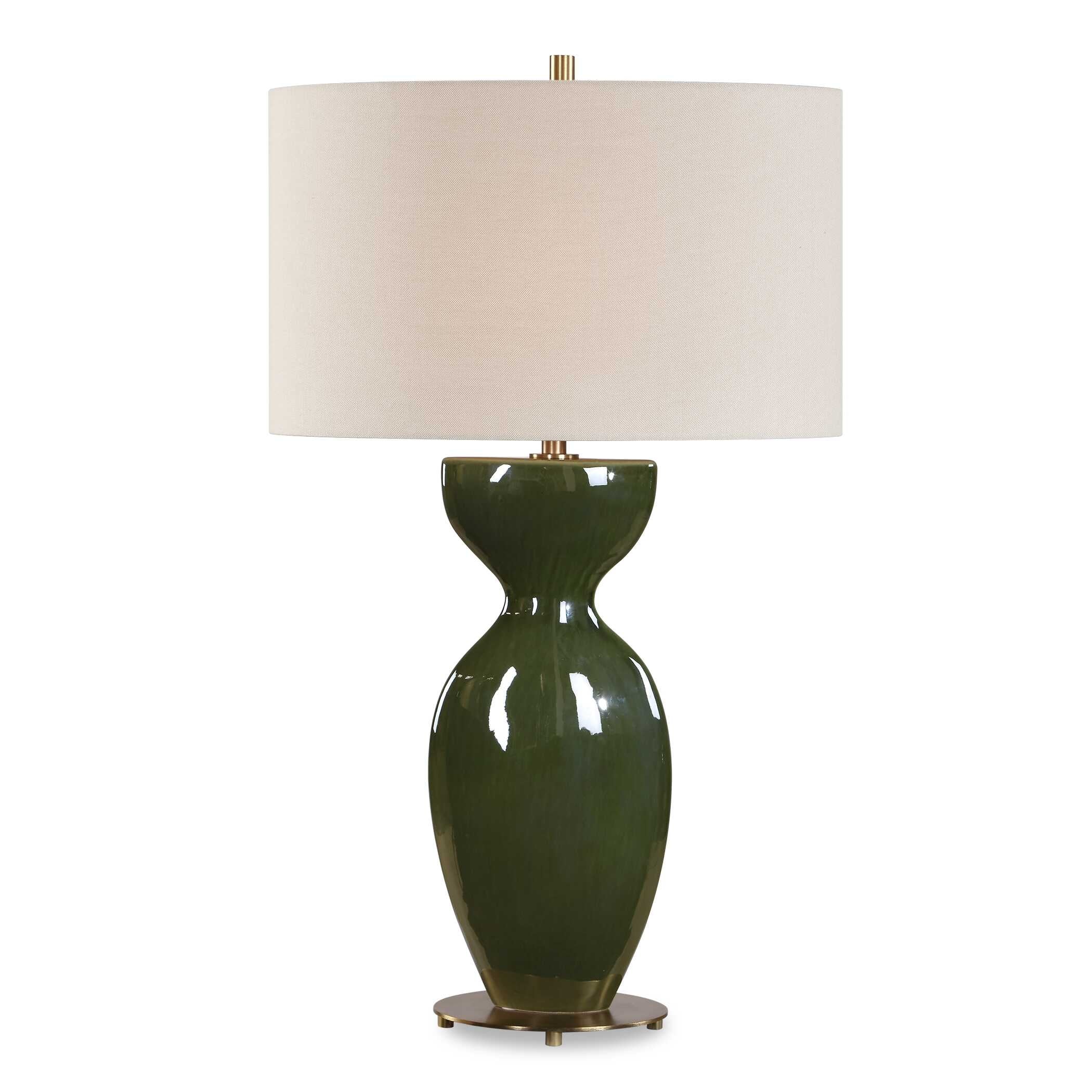 Uttermost Curhan Green Glaze Table Lamp. - 10" D x 17" W x 29" H