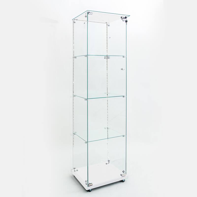 Tempered Glass Cabinet,Wine Cabinet,Storage Cabinet,File Cabinet,Tempered Glass Top,Bluetooth LED Light Strip,with Door Lock