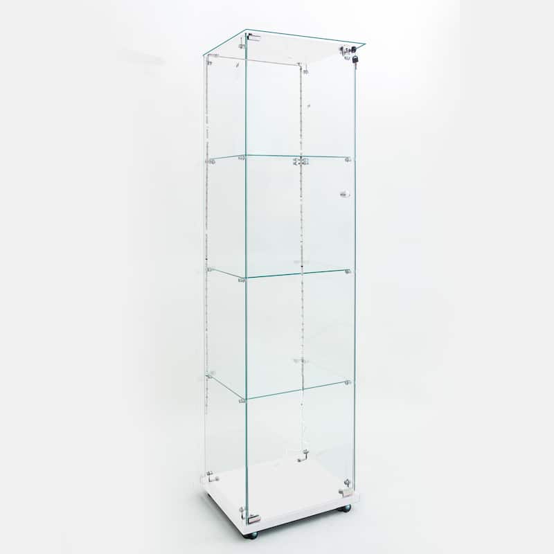 Tempered Glass Display Cabinet, Storage Cabinet, File Cabinet, Tempered Glass Top, Bluetooth LED Light Strip, with Door Lock
