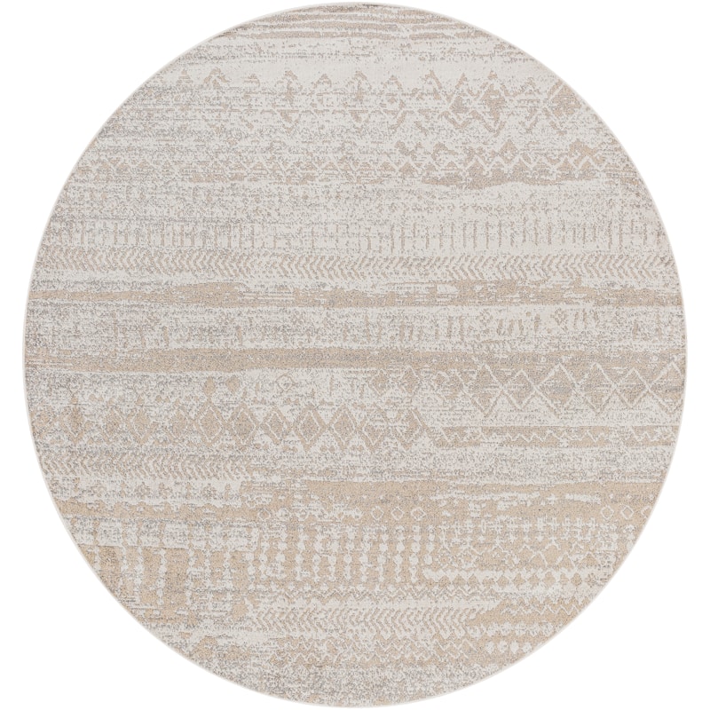 Livabliss Trina Bohemian Machine Washable Area Rug - Beige - 6'7" Round