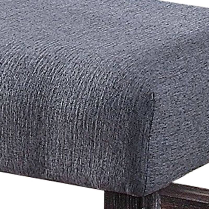 Rectangular Fabric Counter Height Bench with Padded Seat, Brown and Blue - 25 H x 14 W x 48L Inches