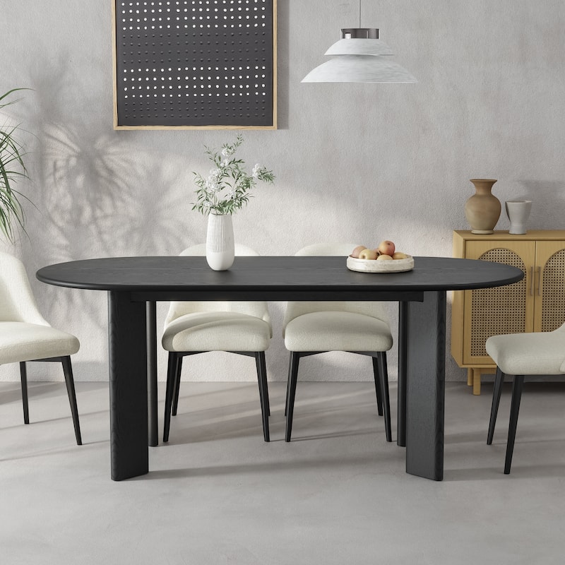 Solid Wood Farmhouse Dining Table Oval Wood Top for Modern Dining Rooms & Family Gatherings