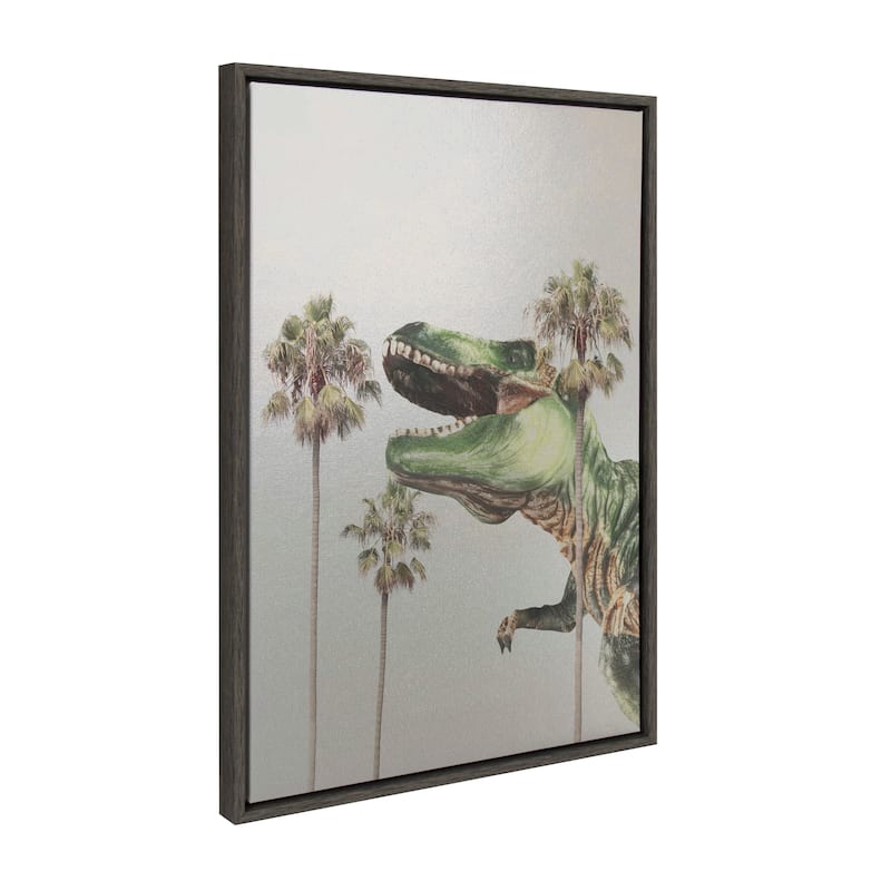 Kate and Laurel Sylvie Dinosaur Framed Canvas by July Art Prints