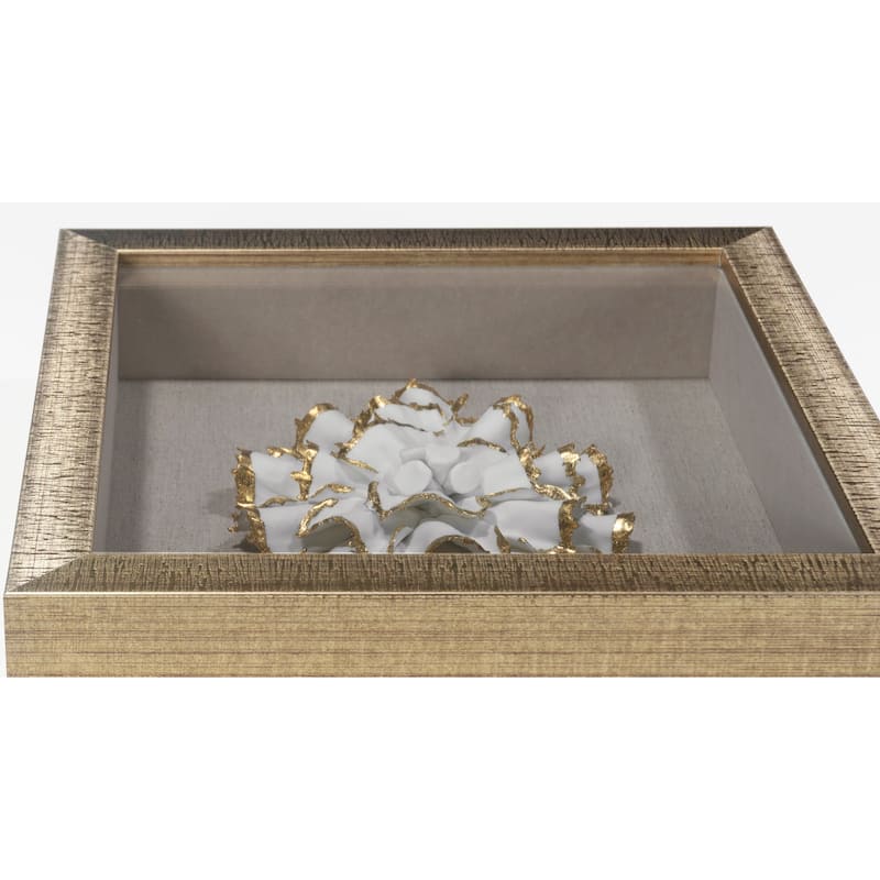 HUJI Gold Ceramic Flower Shadow Box Wall Décor Set