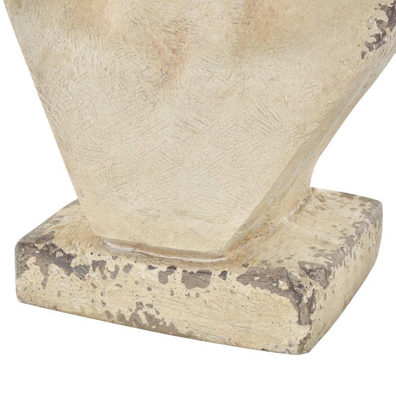 Magnesium Oxide Woman Distressed Antique Greek Bust Indoor Outdoor Planter with Floral Accents - Cream - Roche River Decor