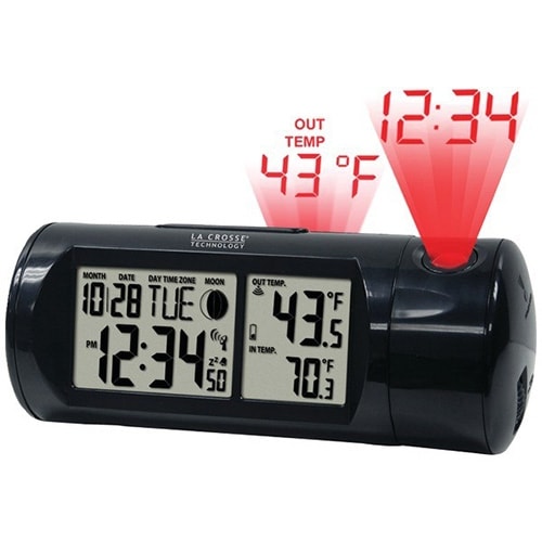 La Crosse Technology LCR616143B La Crosse Technology 616-143 Projection Alarm Clock with Backlight with In/Out Temp and Sound