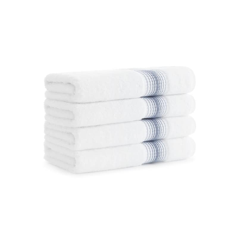 Aston & Arden Turkish Striped 4-Piece Hand Towels - 32x18 - Crystal