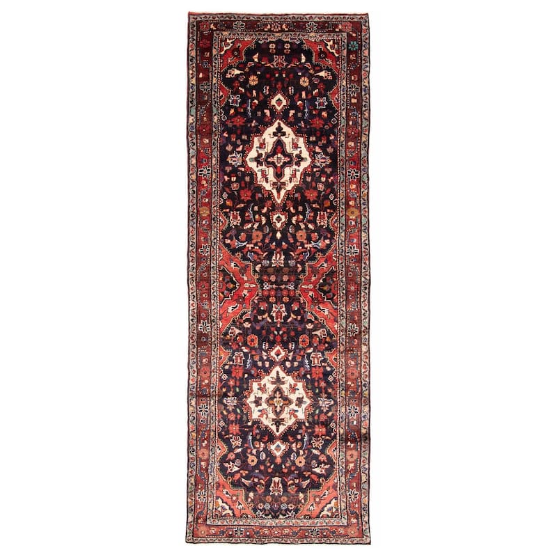 ECARPETGALLERY Hand-knotted Andelz Navy Wool Rug - 3'2 x 10'2 - Dark Navy - 3'2 x 10'2