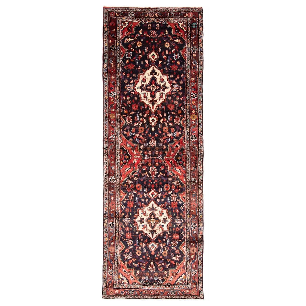 ECARPETGALLERY Hand-knotted Andelz Navy Wool Rug - 3'2 x 10'2