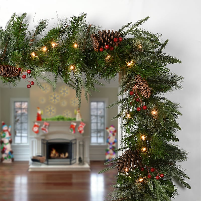 National Tree Company 9 ft. Feel-real Colonial Garland with 50 Clear Lights - 9 ft