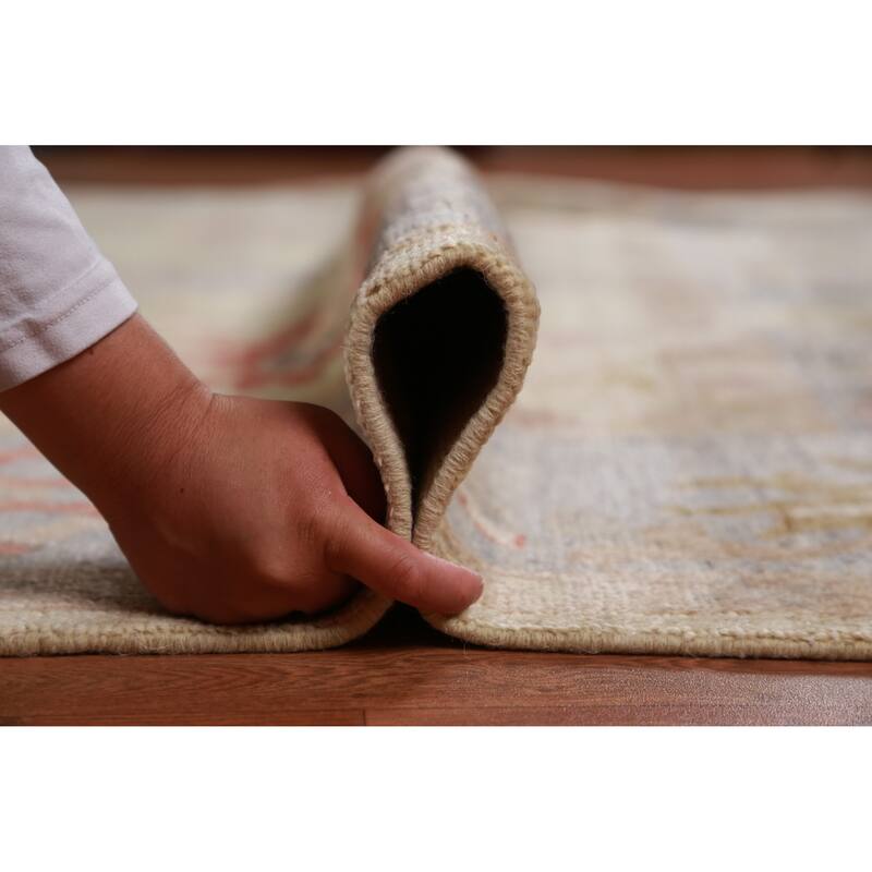 Hand Knotted Oriental 100% Wool Carpet Transitional All-Over Green Oushak Area Rug - 10' 3'' X 8' 7''