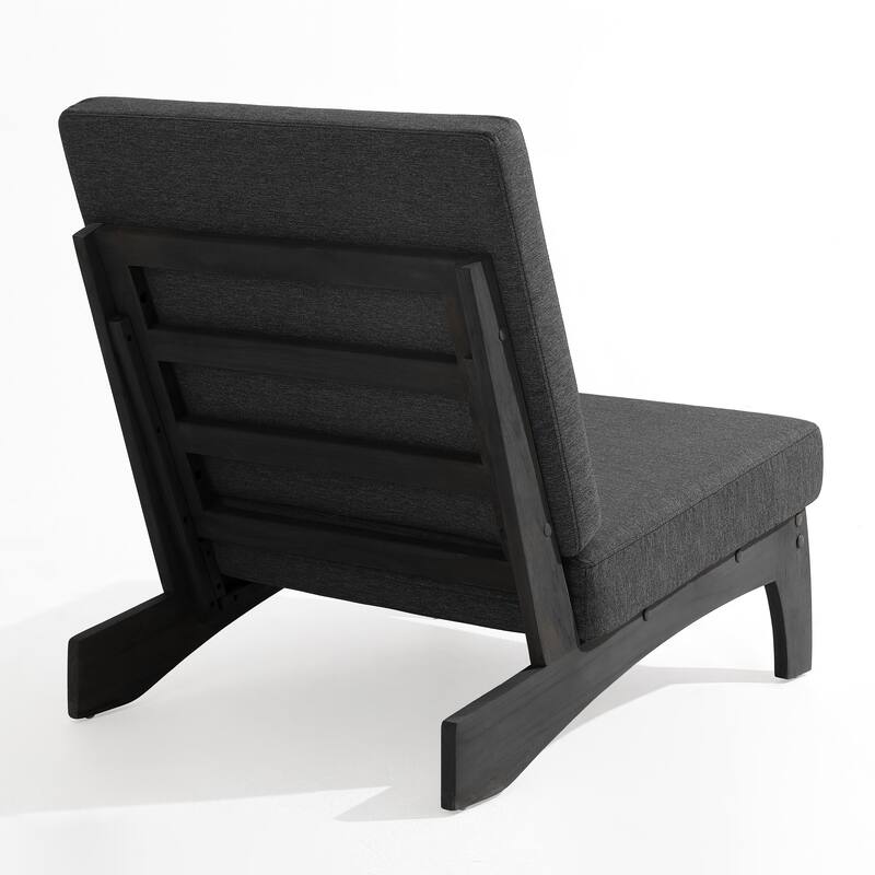 Beach-Style Outdoor Acacia Club Chair Set Loveseate with Plush All-Weather Cushions