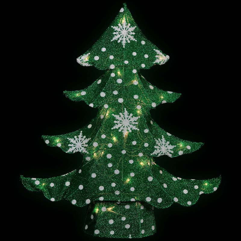 3D Lighted Christmas Tree Outdoor Decoration - 20" - Green and White - Clear Lights - 20