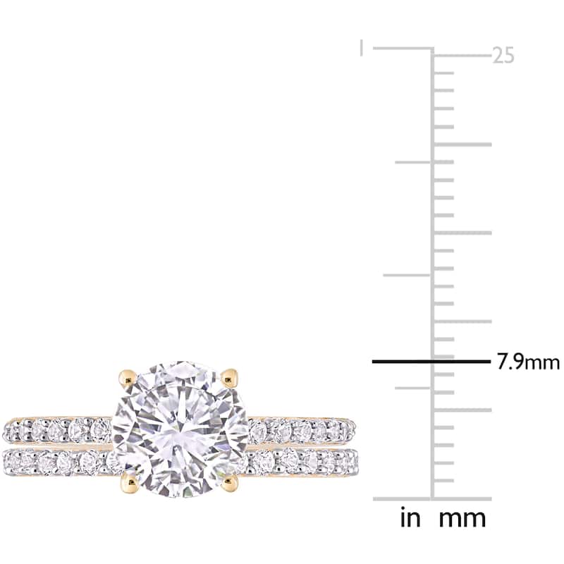 Miadora Created White Sapphire Solitaire Bridal Ring Set in 10k Yellow Gold