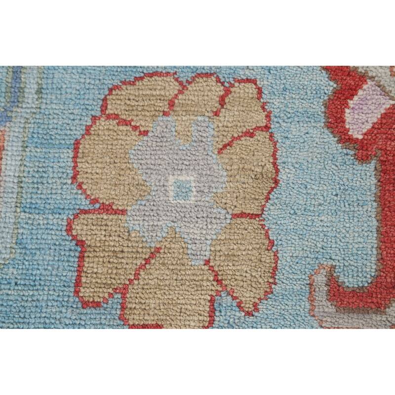 Light Blue Oushak Style Area Rug Handmade Wool Carpet - 9'0" x 11'9"