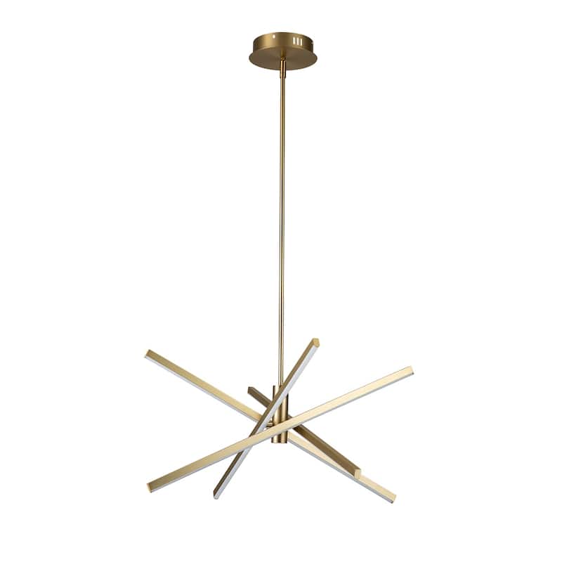 Black/ Gold Modern Aluminum LED Chandelier Linear Sputnik Ceiling Pendant Light for Living/ Dining Room/ Kitchen