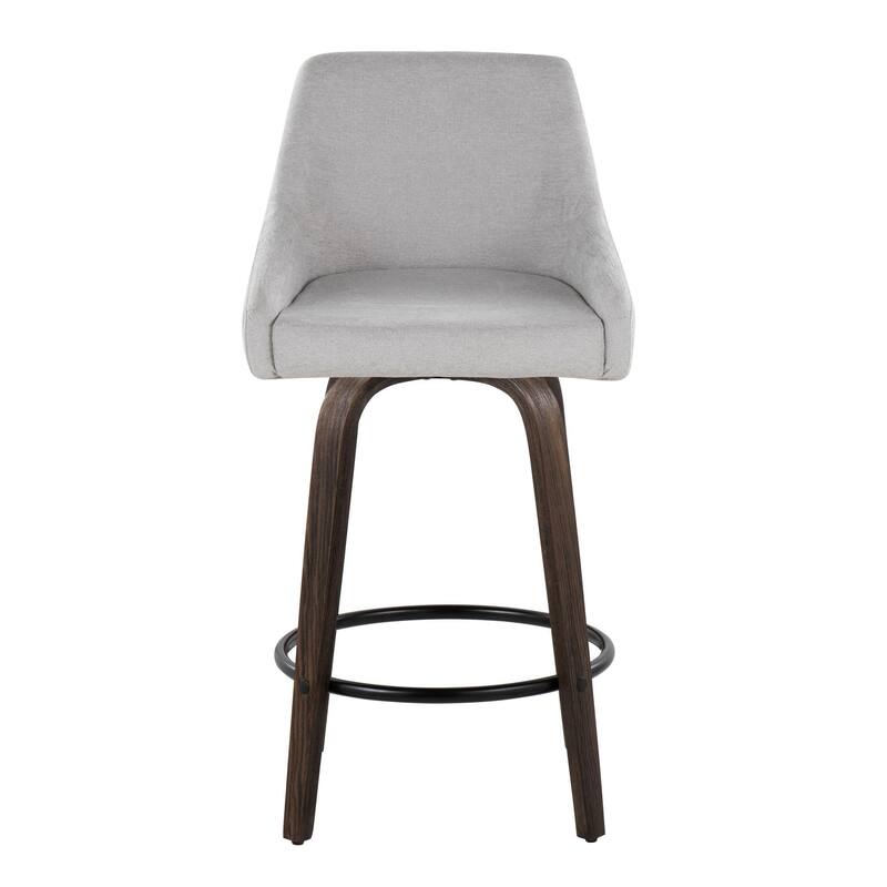 The Gray Barn Hadley 26" Fixed-Height Upholstered Counter Stool with Bent Wood Legs & Round Footrest (Set of 2)