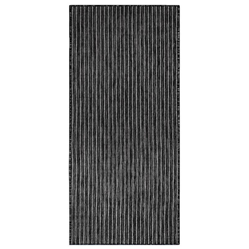 Liora Manne Carmel Textured Striped Indoor/ Outdoor Area Rug - 1'11" x 4'11" - Black
