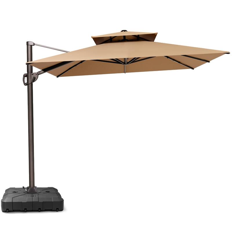 9 x 12 ft Outdoor Double Top Patio Cantilever Umbrella with Base