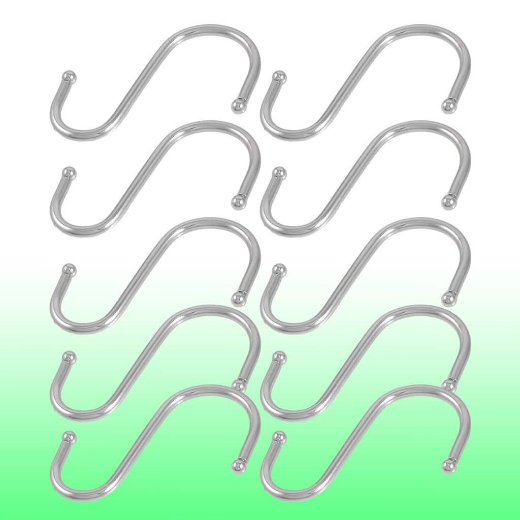 10 Pcs Metal S Shaped Kitchen Spoon Pan Pot Hanging Hooks Hangers 60mm - Silver Tone
