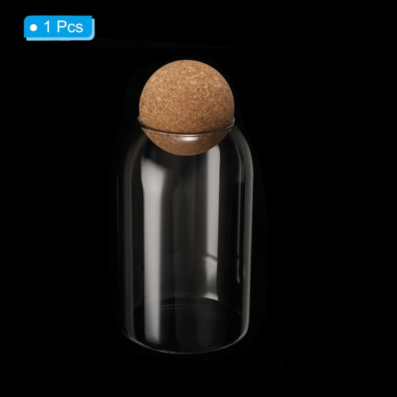 17oz Glass Storage Container with Ball Cork Kitchen Glass Jar Candy Jars - Transparent