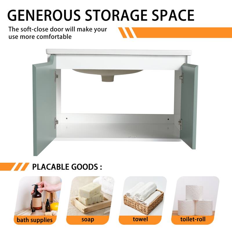 Bathroom Vanity With Sink In 32/36/40/84/76/92 Inch, Floating Bathroom Vanity With Soft Close Door