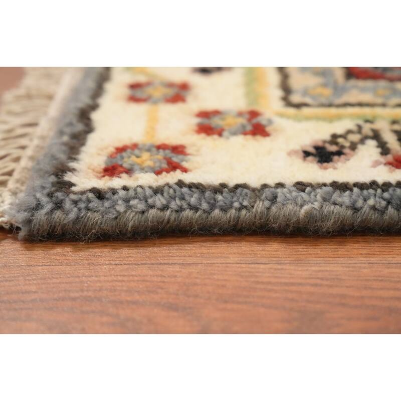 Hand Knotted Oriental 100% Wool Carpet Transitional Geometric Greys & Charcoal Oushak Area Rug - 5' 1'' X 2' 11''