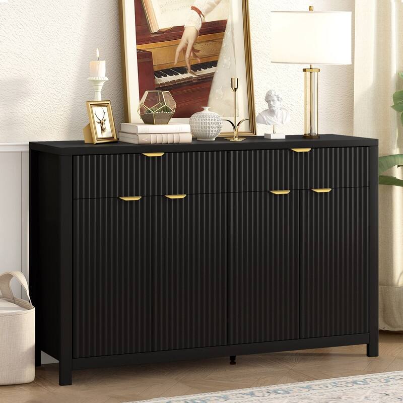 55.1" Modern Sideboard Cabinet with Adjustable Shelves and Aluminum Handles for Stylish Home Storage Solutions