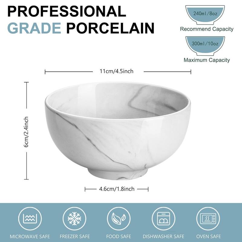 MALACASA 8-Piece Porcelain Cereal Bowl Soup Bowls Set