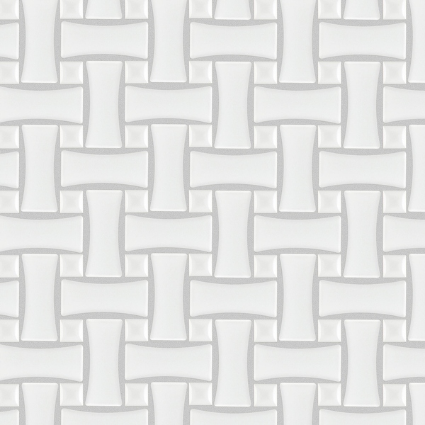 Merola Tile Metro Dog Bone Basketweave Matte White w/Glossy