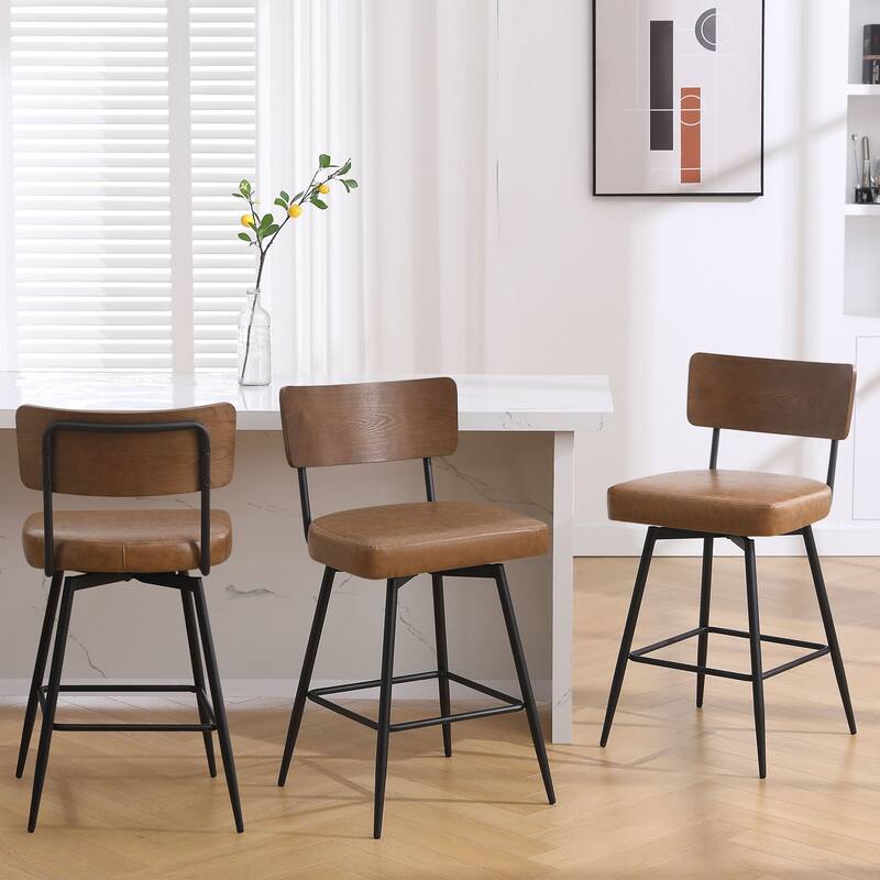 26"/ 29" Faux Leather Swivel Counter/ Bar Stools Set of 2/3