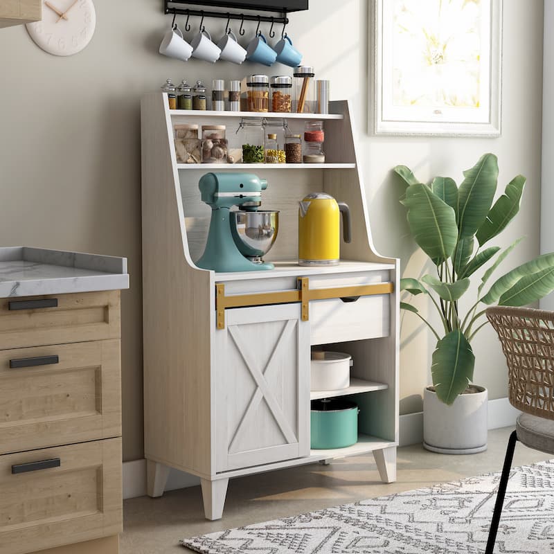 DH BASIC Farmhouse White Oak 6-Shelf Baker's Rack by Denhour - White Oak