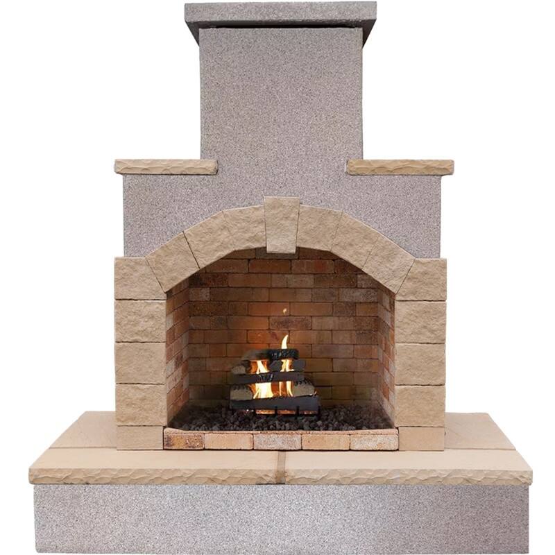 73 in. Tile and Stucco Propane Gas Outdoor Fireplace