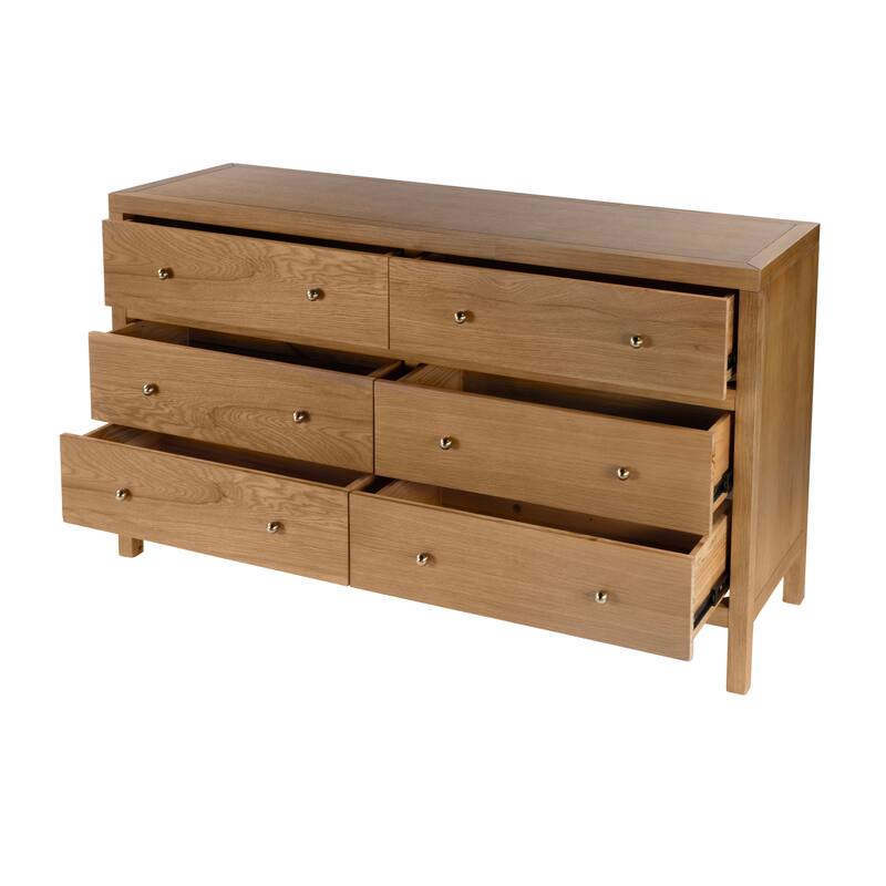 Nora 6-Drawer Wood Wide Dresser