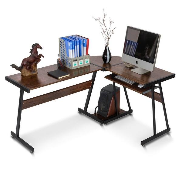Shop Reversible Brown Gaming Desk Corner Desk Modern L Shaped Desk