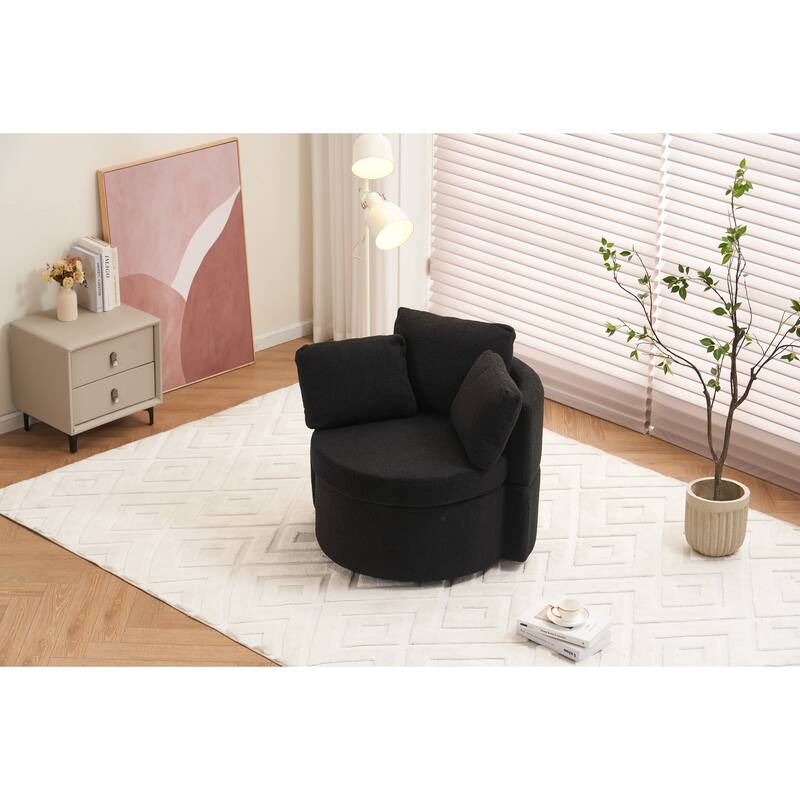 31.5" Swivel Barrel Chair with Storage