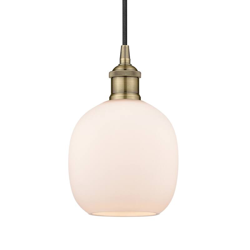 Innovations Lighting 616-1P-10-6 Belfast Pendant Belfast 6" Wide Mini - Antique Brass / Matte White
