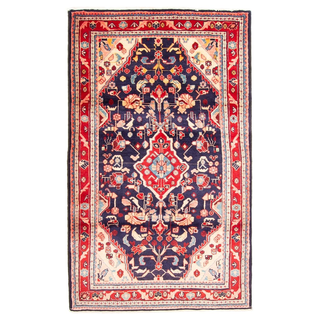 ECARPETGALLERY Hand-knotted Andelz Navy Wool Rug - 4'5 x 7'3