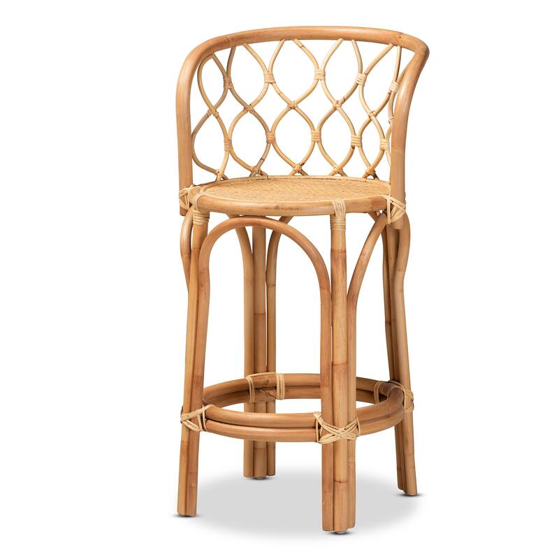 Diana Modern and Contemporary Natural Finished Rattan Counter Stool - Single - Neutral - Counter Height