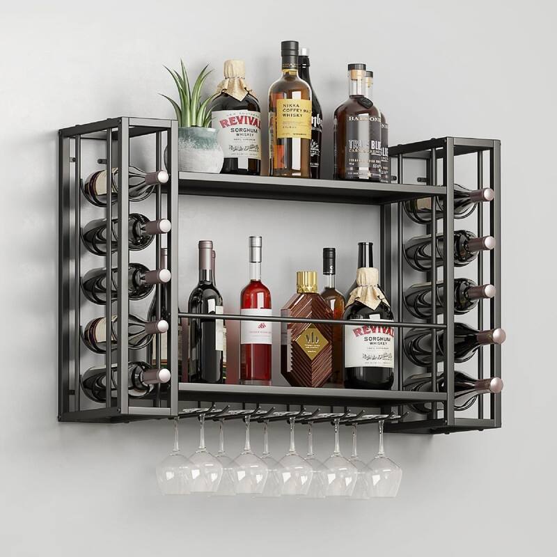 Wall Mounted Wine Rack - 31.5"D x 9.8"W x 21.65"H
