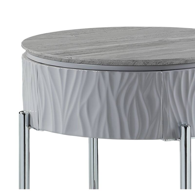 Yukino High Gloss & Chrome Finish End Table