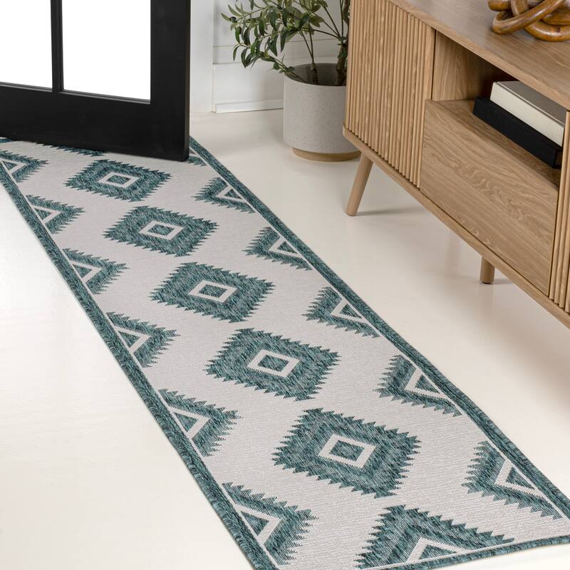 JONATHAN Y Aimee Geometric Moroccan Diamond Black/Cream Indoor/Outdoor Area Rug