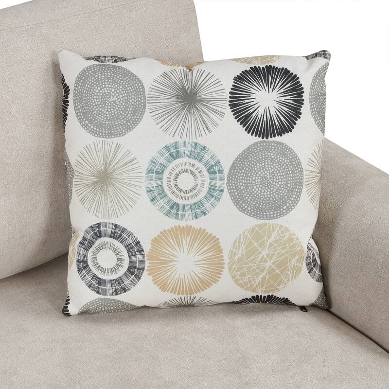 111" Chenille Curved 3-Seater Sofa with Removable Patterned Pillows